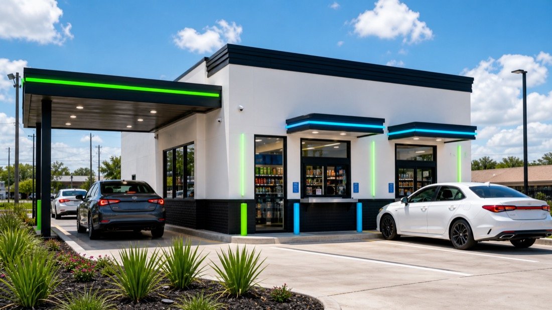 Daytime exterior drive-thru market